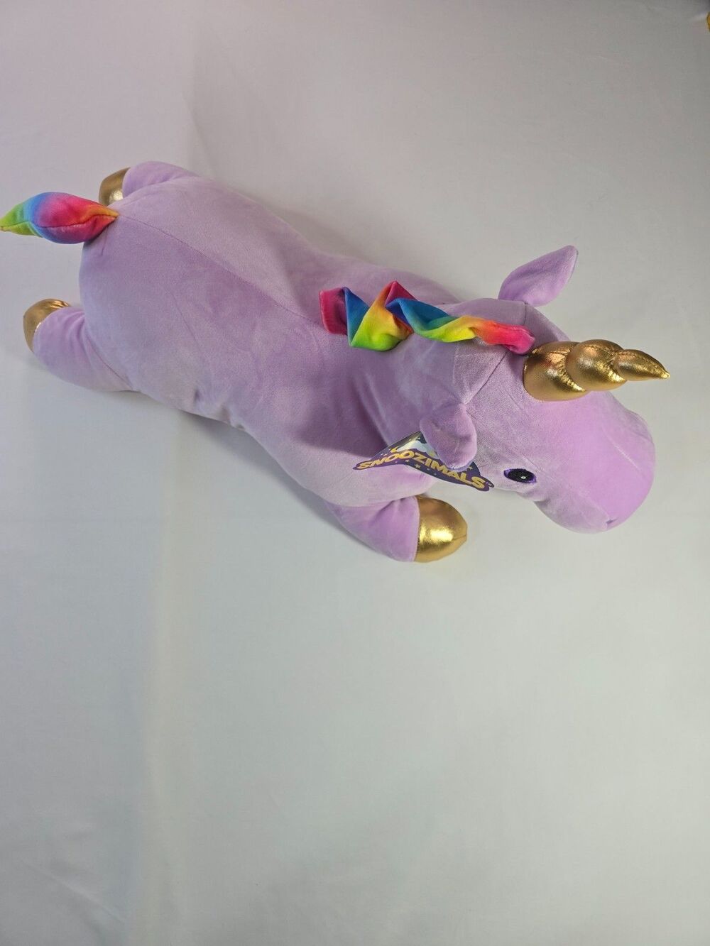 Snoozimals 20" Purple Unicorn Plush Toy Gold Horn Rainbow Mane Super Soft NEW BA